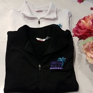 2 NASCAR waffleweave IZOD Shirt, black-white Large